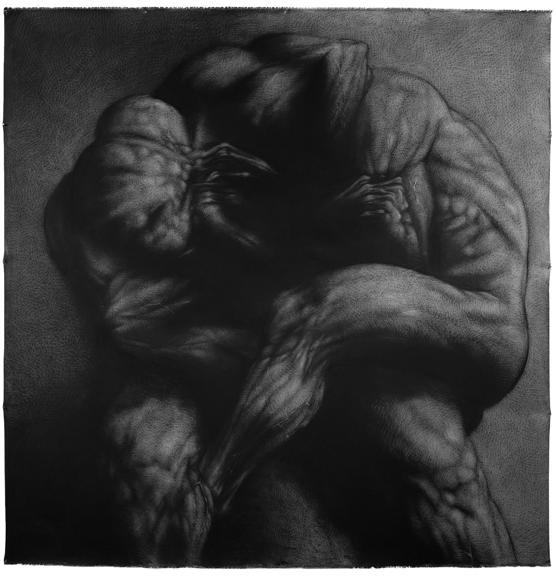 The Fighters 06, charcoal on cotton canvas, 2024, Vasyl Savchenko