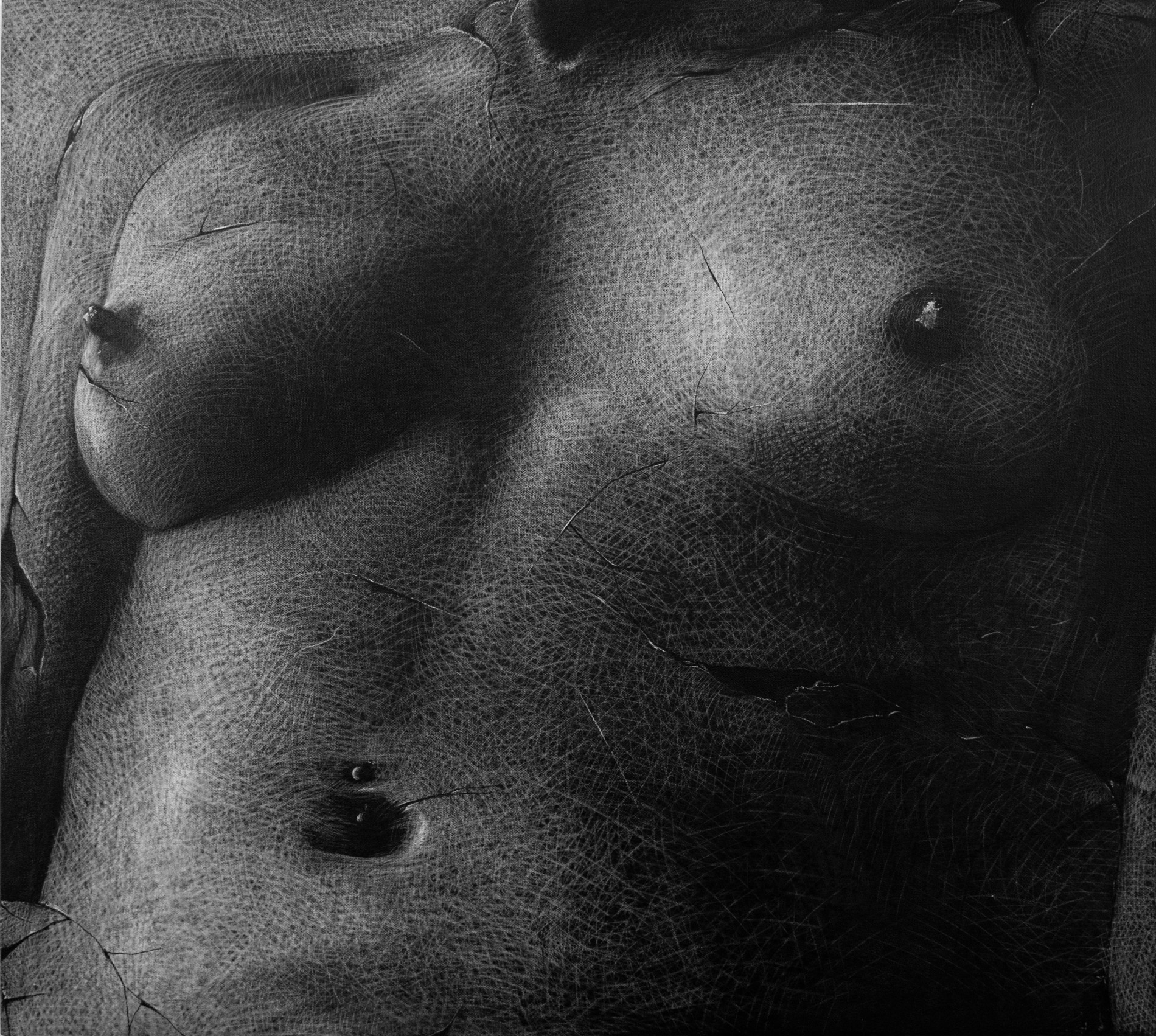 The Fountain, charcoal on cotton canvas, 2023, Vasyl Savchenko