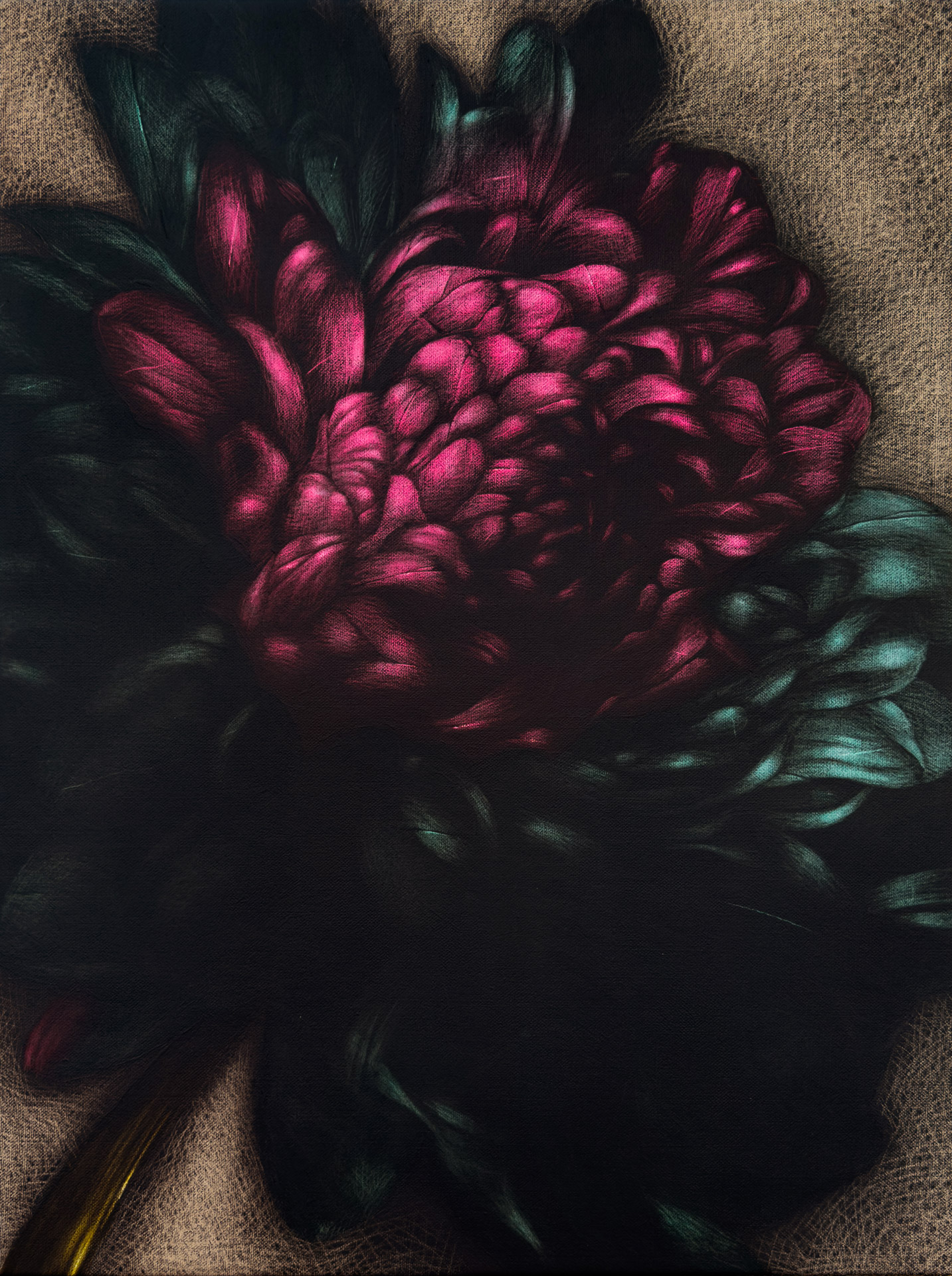 Awakening_01, charcoal drawing on linen canvas, 2026, Vasyl Savchenko